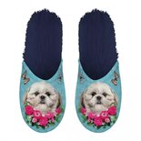 Pantoffel shih tzu lichtblauw / donkerblauw