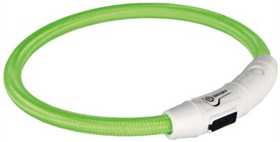 Trixie lichtgevende halsband hond flash usb tpu / nylon groen